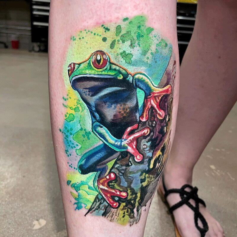 Color frog tattoo
