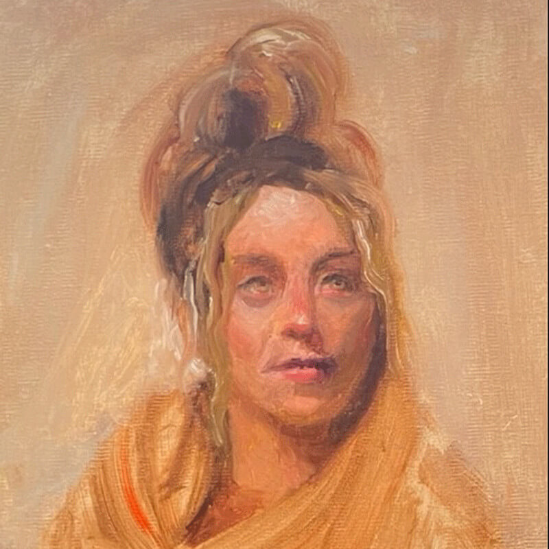 portrait painting of a woman with blond hair