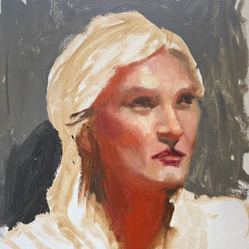 Portrait painting of woman with blond hair
