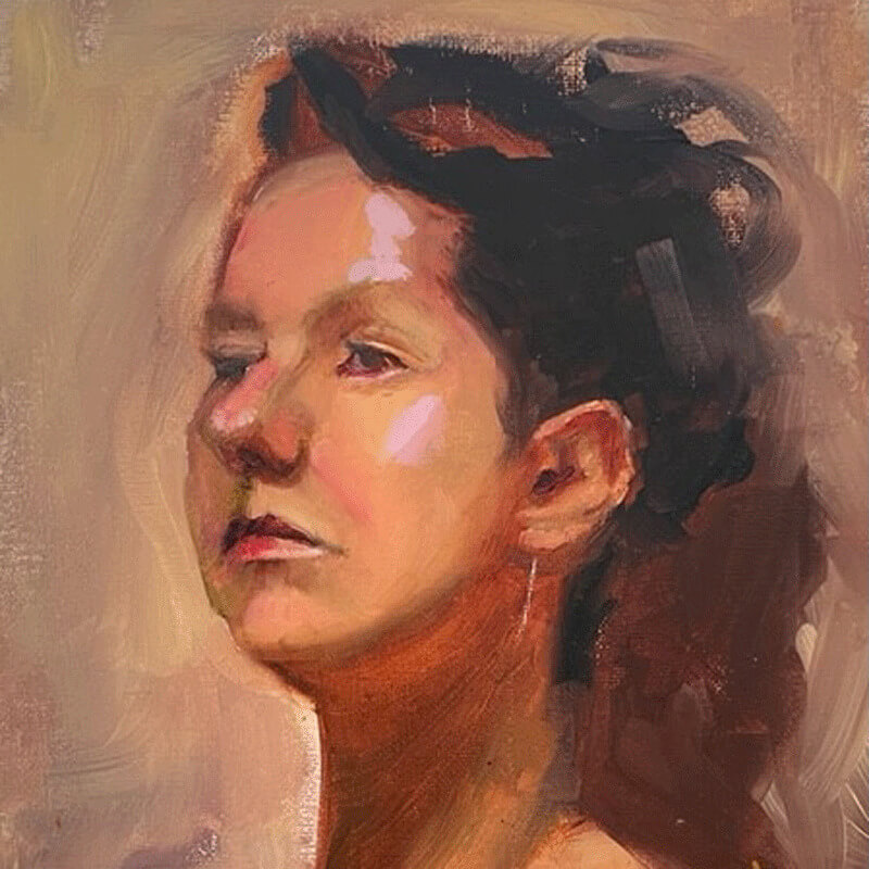 portrait paintng of woman with dark hair