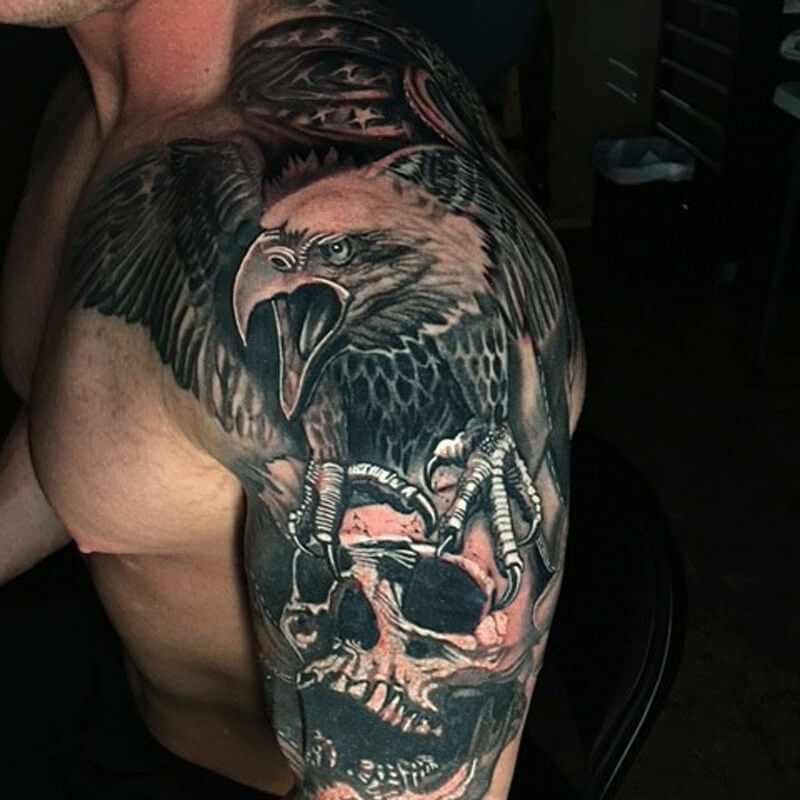 Eagle on skull tattoo