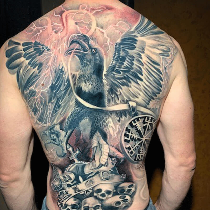 Eagle tattoo on back