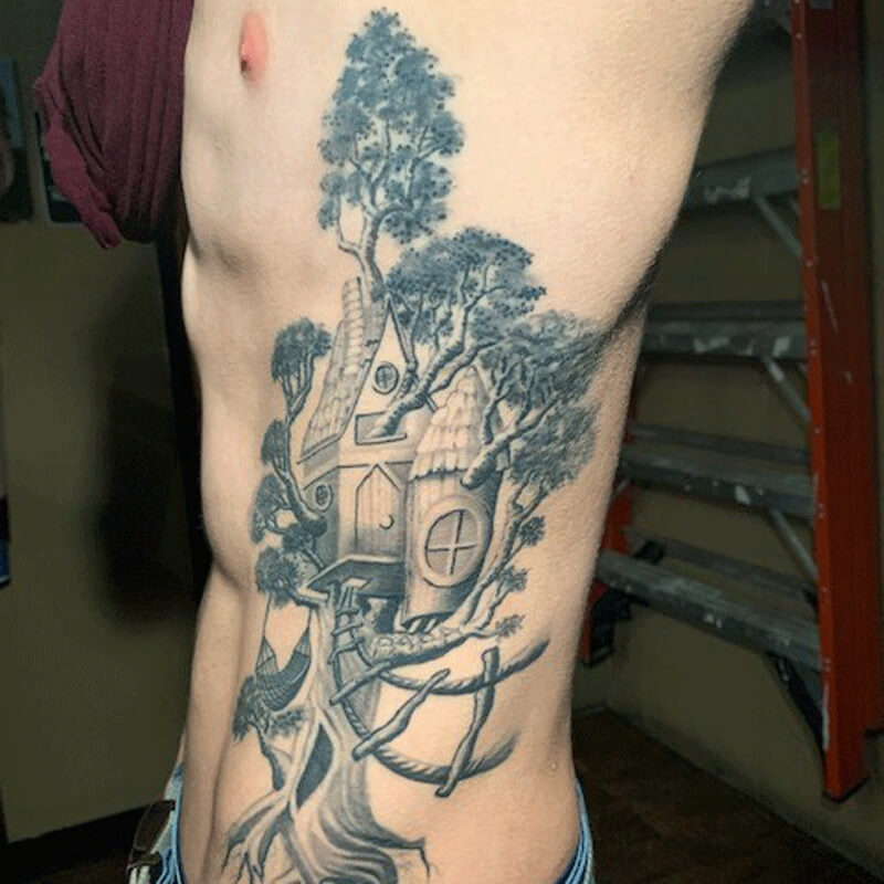 Tree house tattoo