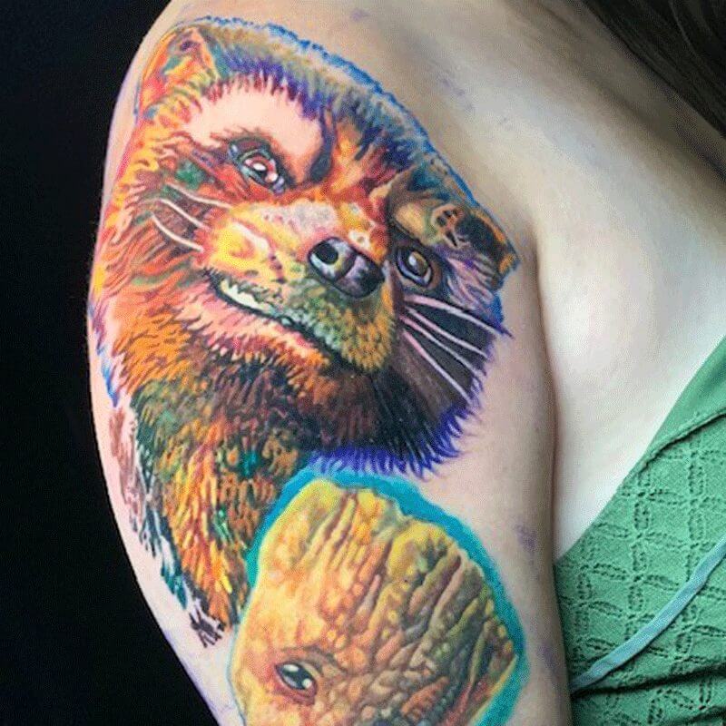 Color animal portrait tattoo